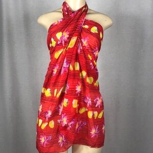 Zuliana Sea Shell & Flower Mesh Long Sarong. Made In USA. New With Tags